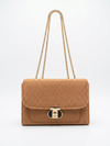 Classic Herringbone Chain Shoulder Bag – Camel | MehakBags