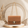 Classic Herringbone Chain Shoulder Bag – Camel | MehakBags