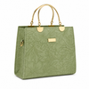 Noir Flora Brown Gold Handle Tote Handbag - Mehak Bags