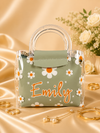 Green Emily Daisy Transparent Mini Handbag – Cute Floral Jelly Tote for Girls & Women