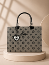 Gray Monogram Handbag with Heart Charm