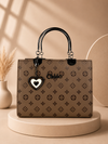 Beige Monogram Handbag with Heart Charm