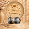 Chic Black Shoulder Bag – Premium Houndstooth Bag with Gold Chain by Mehak Bags