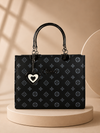 Black Monogram Handbag with Heart Charm