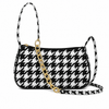 Chic Black Shoulder Bag – Premium Houndstooth Bag with Gold Chain by Mehak Bags