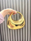 Aurora Metallic Moon Clutch – Golden | Removable Chain | Premium Party Wear Bag – MEHAK BAGS