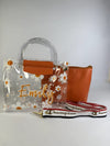 Orange Emily Daisy Transparent Mini Handbag – Cute Floral Jelly Tote for Girls & Women