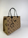 Beige Monogram Handbag with Heart Charm