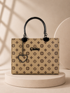 Beige Monogram Handbag with Heart Charm